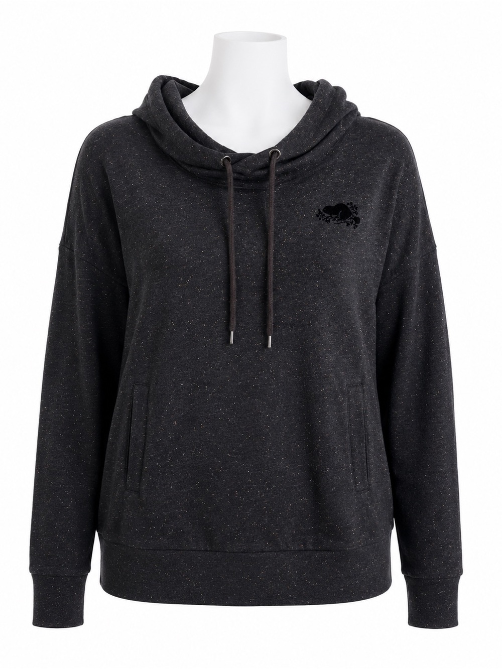 Size L Roots Canada Women’s Speckled Cowl Neck Hoodie Pullover Sweatshirt
